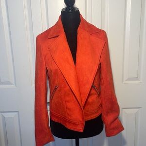 NWOT Philosophy Faux Leather Jacket, Orange Crush, Sz S